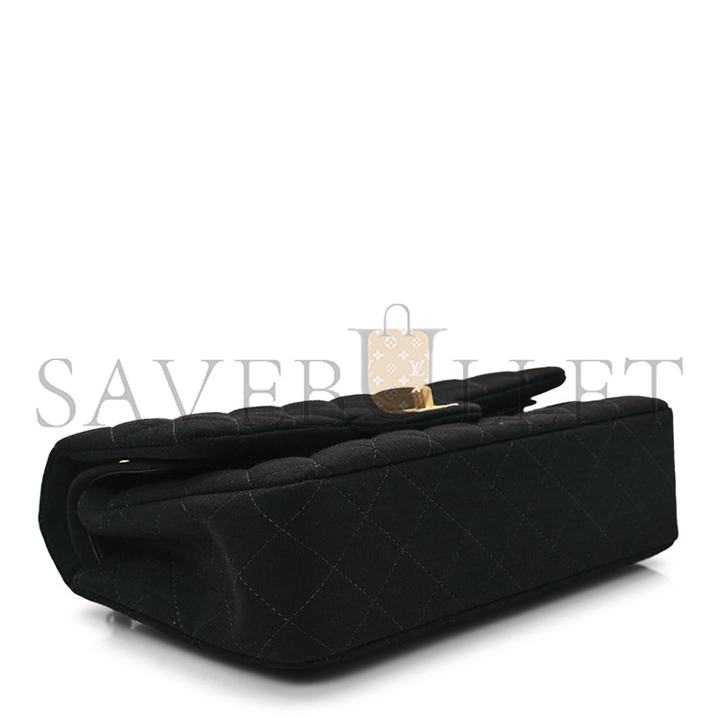 Ch*el jersey quilted medium double flap black (25*17*7cm)